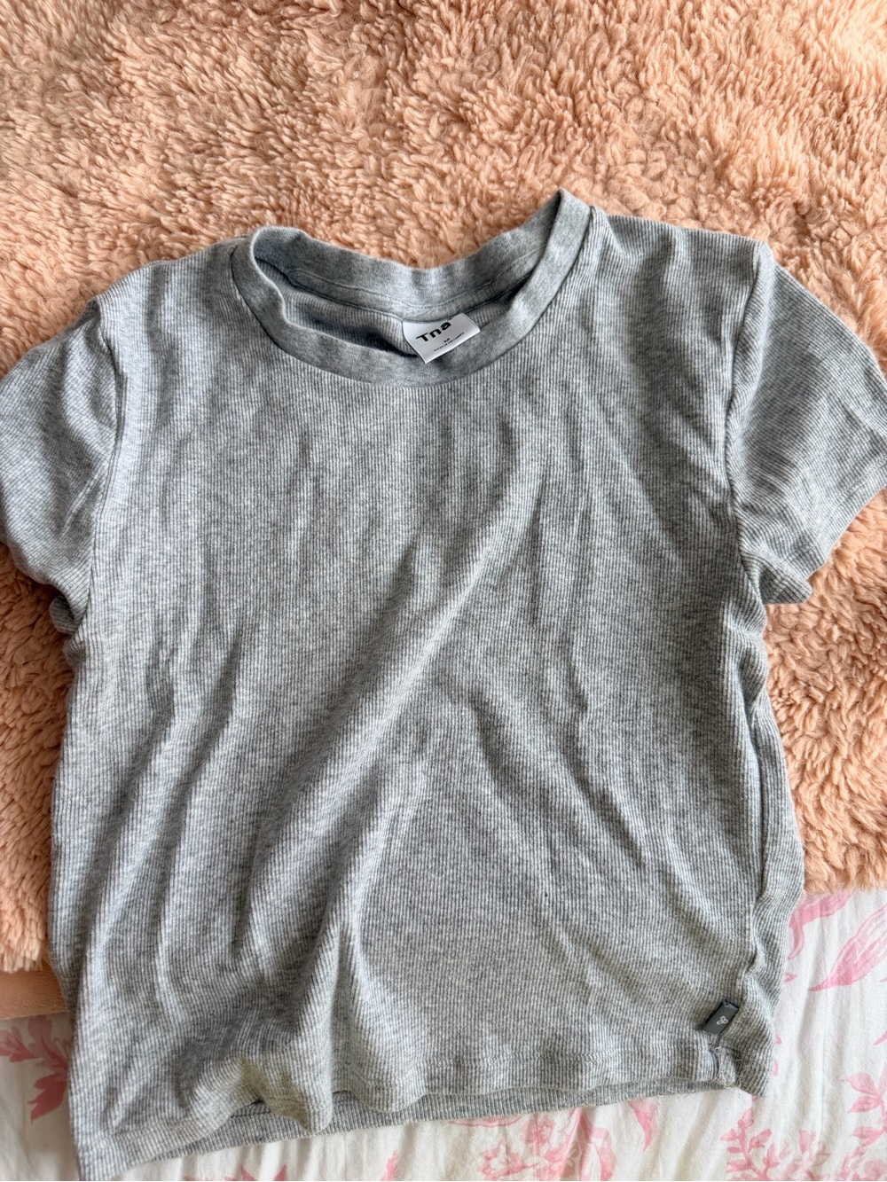 Aritzia Ribbed Short Sleeve Tee - Light Gray